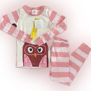 NWT Hanna Andersson Size 5 Long John Pajama Set Pink & White